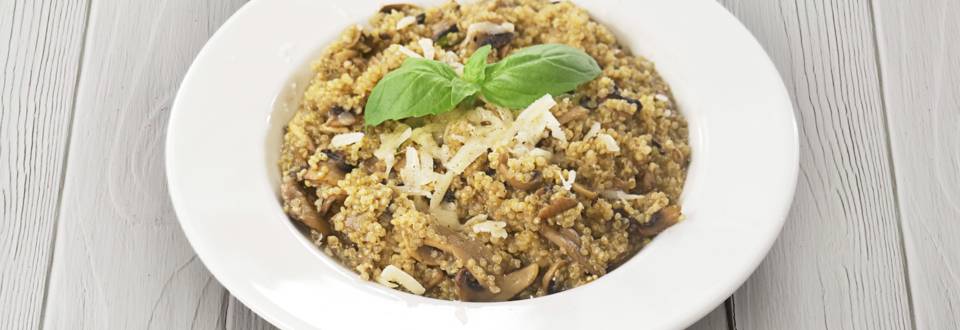 Risoto de Quinoa com Cogumelos e Manjericão | Cooking Classes
